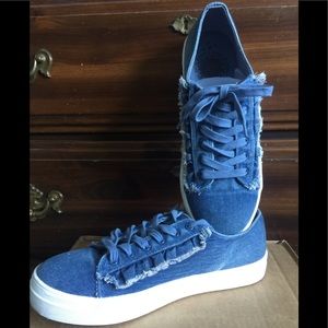 Rock & Candy Frayed Denim Sneakers